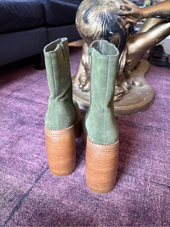 Platform Sock Boot in Olive Green